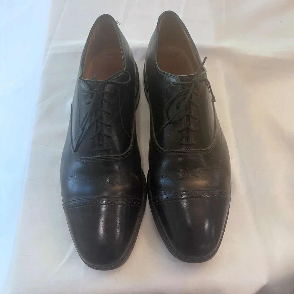 Allen Edmonds Byron Shoes Men  13C Black Cap Toe Leather Oxford  Dress Made USA